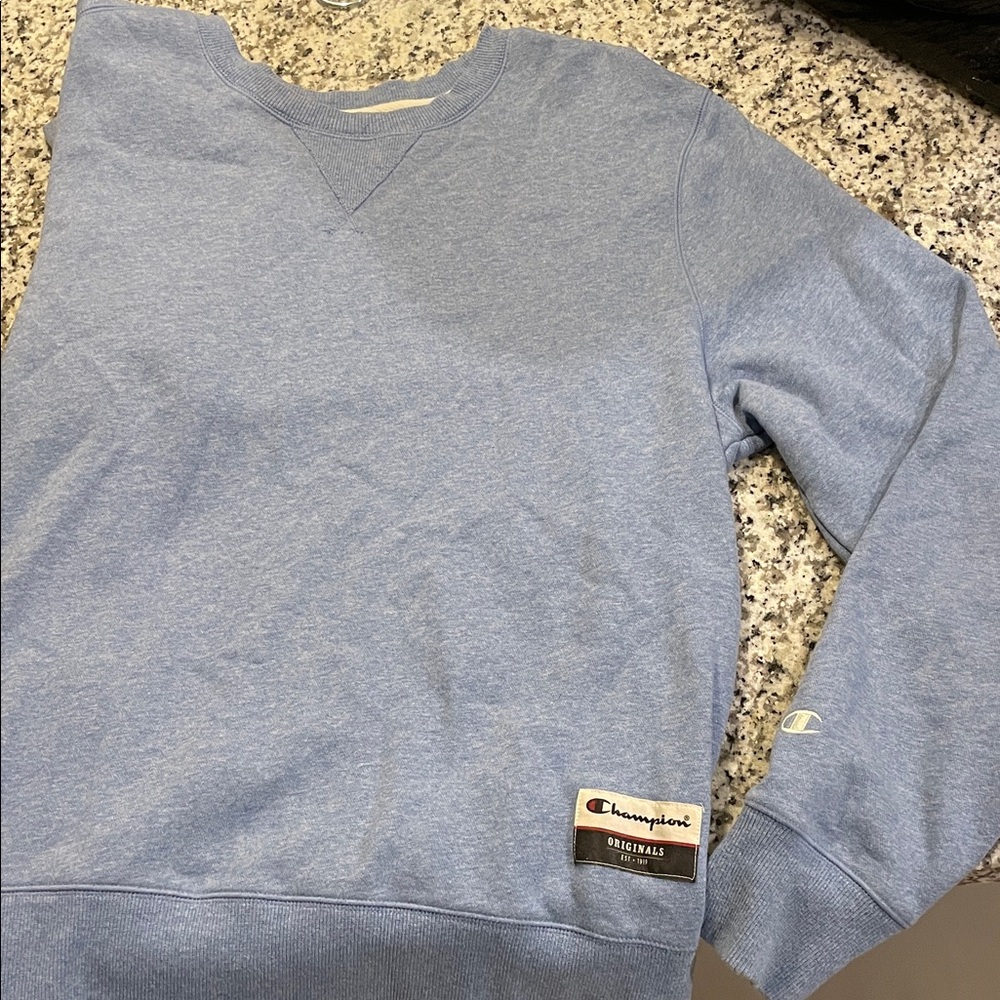 Champion Men's Light Blue Crewneck Sweater